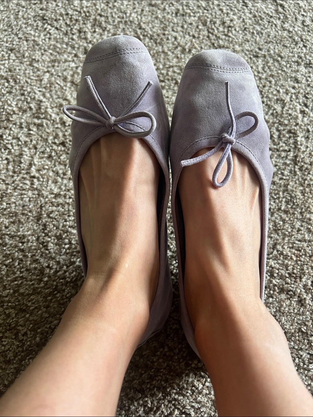 Reqins purple Suede Bow Ballet Flats